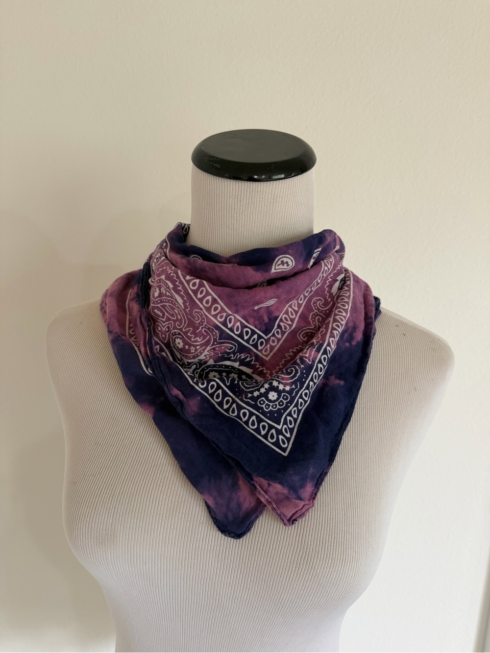 Vintage Purple & Navy Tie-Dye Bandana Scarf - Women's Accessory